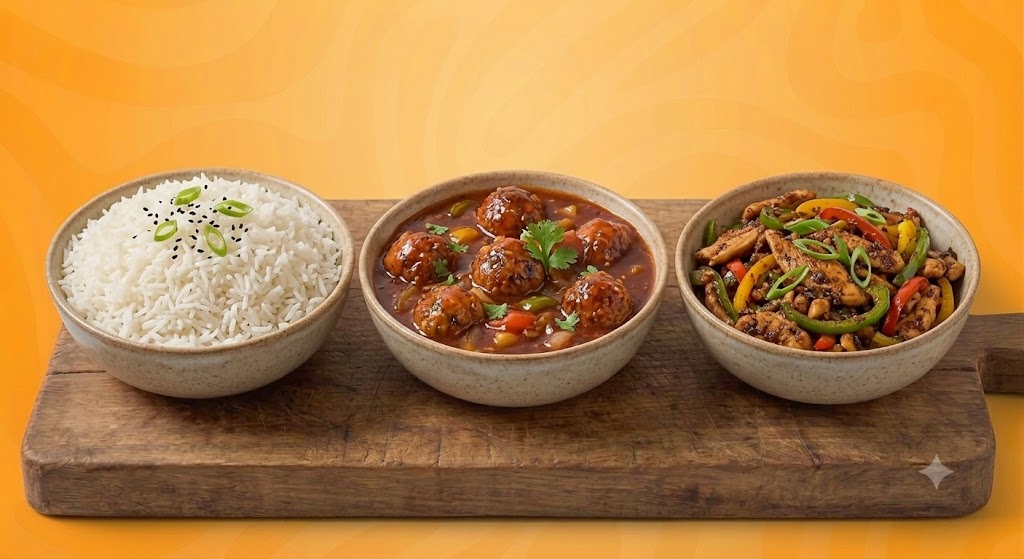 1 Chicken Manchurian, 1 Chicken Chili Dry with Rice