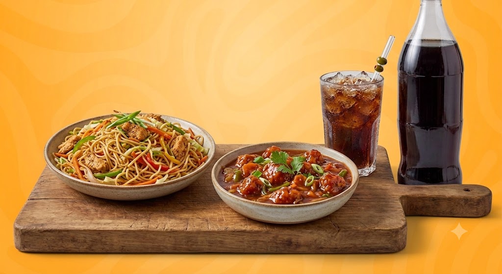 Deal 6(1 Chicken Chow min, 1 Chicken Manchurian Served with Rice & 500ML Drink)